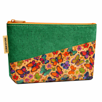 Cork toiletry bag with butterly decoration CORKSTORE